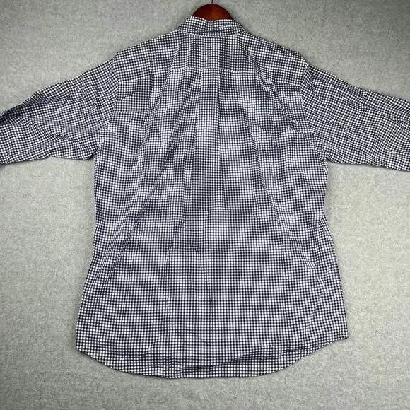 Uniqlo Shirt Large Navy Blue Gingham Check Button Up Long Sleeve Casual Mens - Picture 5 of 10